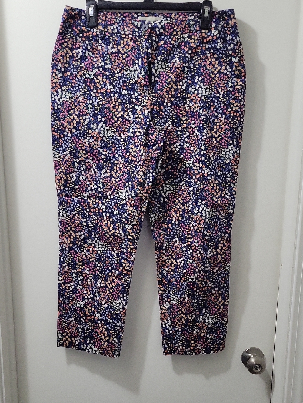 Talbots Navy Multicolor Floral Cropped Pants